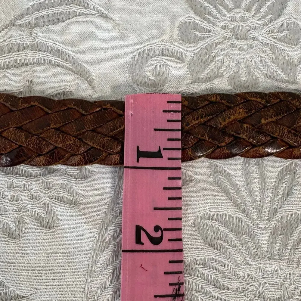 TRESSE ALAMAIN Belt Braided Leather Cognac Brown Sz 32 Equestrian Ranch Southern